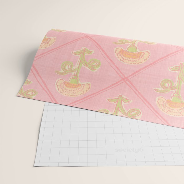 Provence Cottage Floral in Pink Linen  Wrapping Paper Gallery Image 2