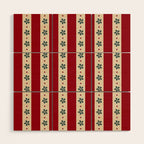 Red Stripes And Flowers Wood Wall Art Gallery Image 1