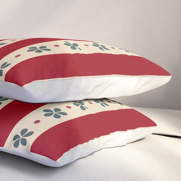 Red Stripes And Flowers Pillow Sham Gallery Image 3