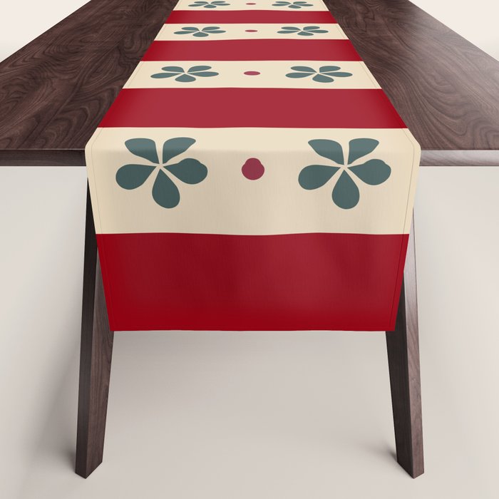 Red Stripes And Flowers Table Runner Gallery Image 1