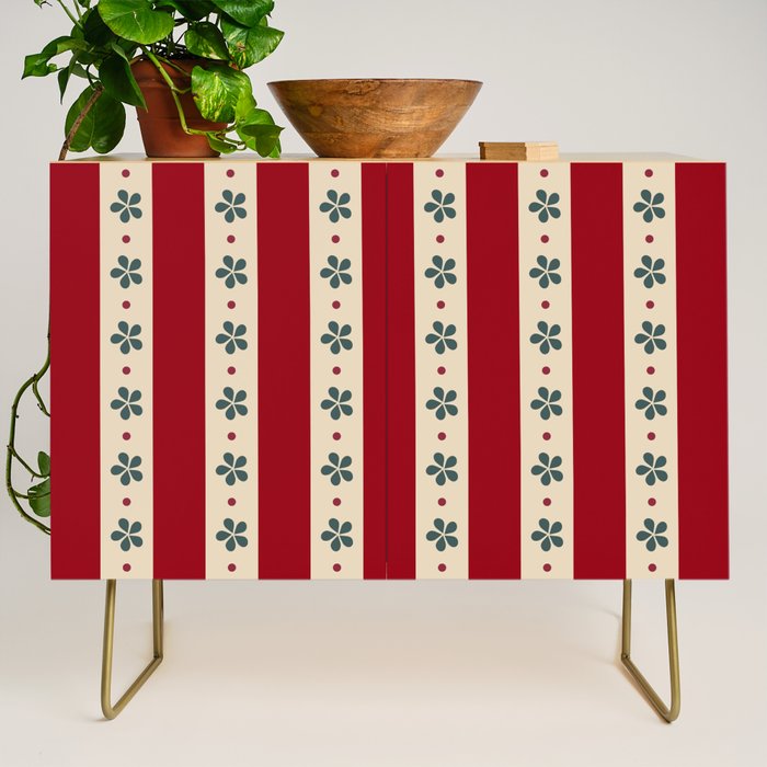 Red Stripes And Flowers Credenza Gallery Image 1