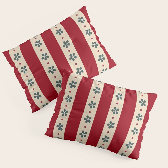 Red Stripes And Flowers Pillow Sham Gallery Image 3