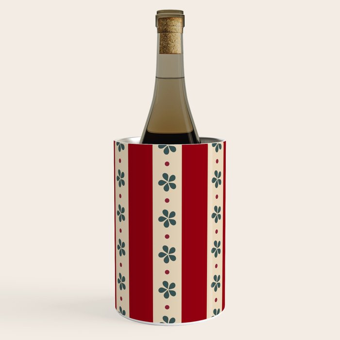 Red Stripes And Flowers Wine Chiller Gallery Image 3