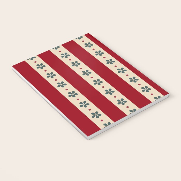Red Stripes And Flowers Notebook Gallery Image 3
