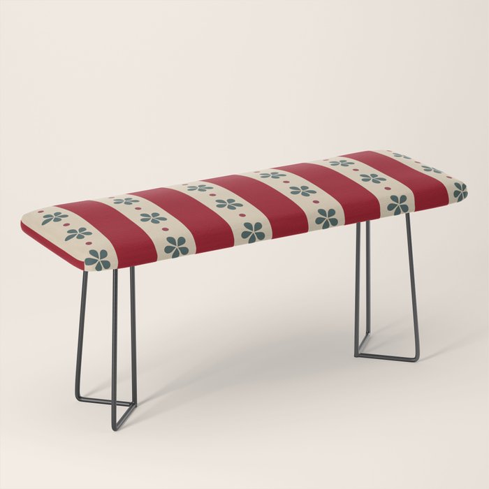 Red Stripes And Flowers Bench Gallery Image 1
