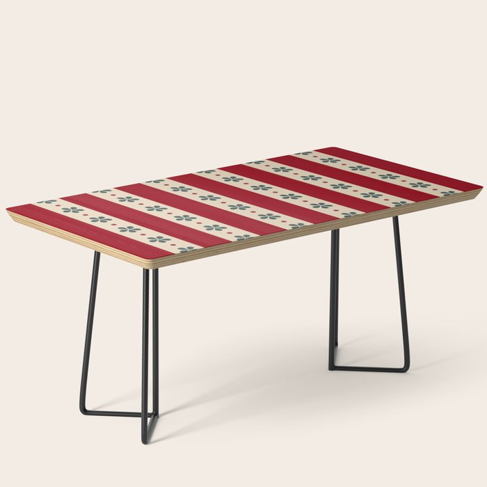 Red Stripes And Flowers Coffee Table Gallery Image 1
