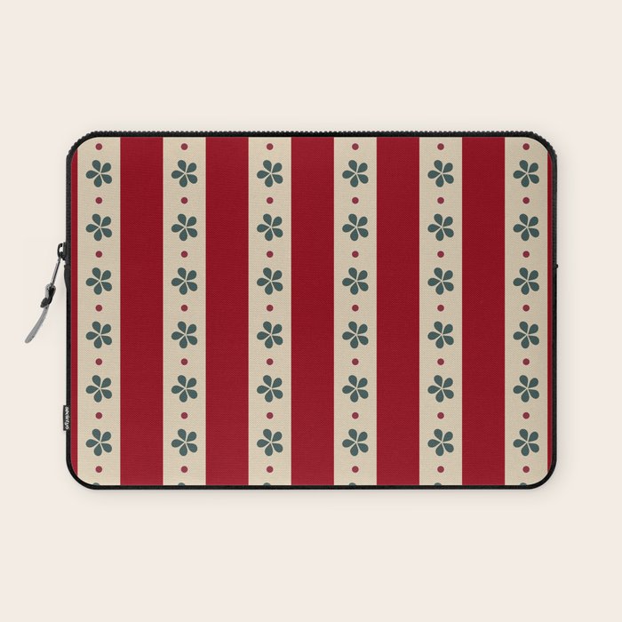 Red Stripes And Flowers Laptop Sleeve Gallery Image 1
