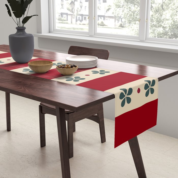 Red Stripes And Flowers Table Runner Gallery Image 2