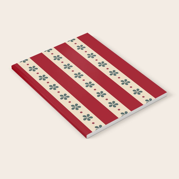 Red Stripes And Flowers Notebook Gallery Image 2