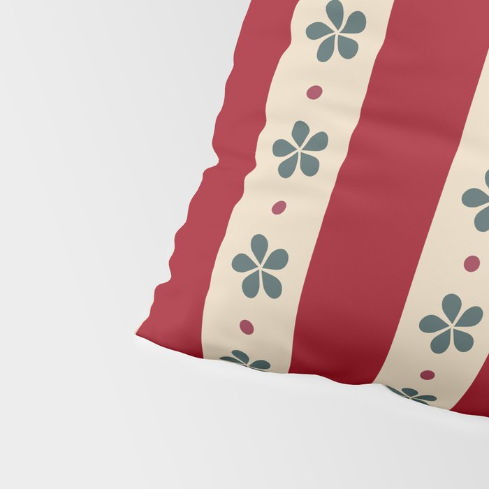Red Stripes And Flowers Pillow Sham Gallery Image 4