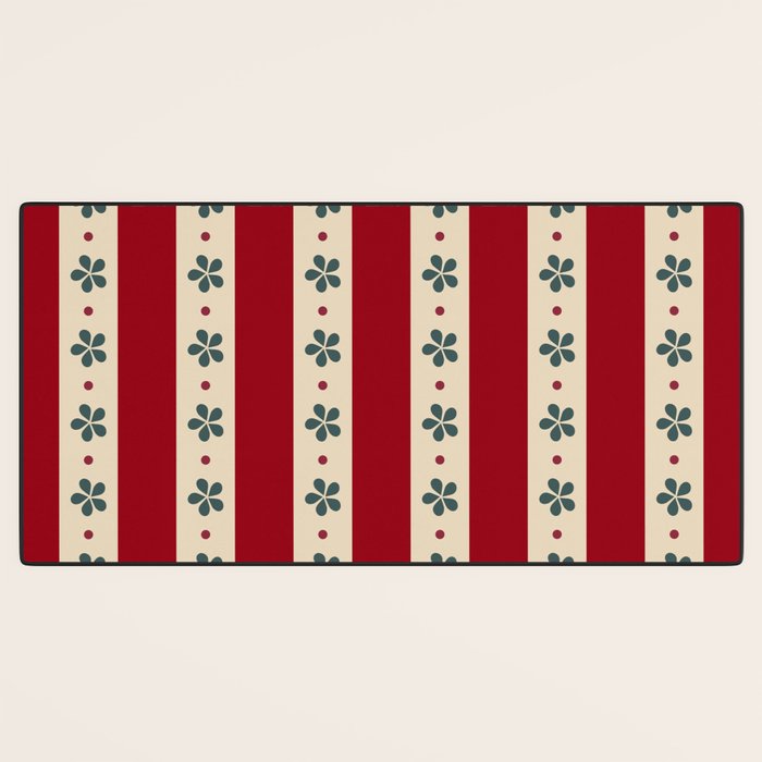 Red Stripes And Flowers Desk Mat Gallery Image 3