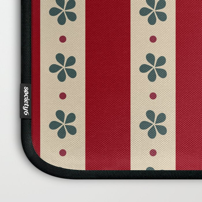 Red Stripes And Flowers Laptop Sleeve Gallery Image 3