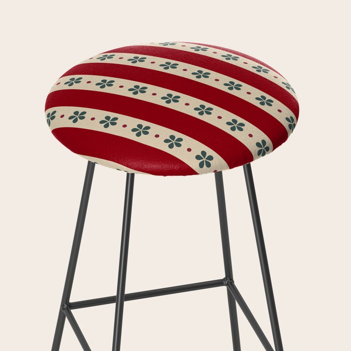 Red Stripes And Flowers Stool Gallery Image 2