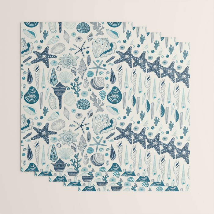 Sea shells on off white Wrapping Paper Gallery Image 3
