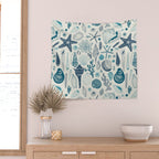 Sea shells on off white Wall Tapestry Gallery Image 2