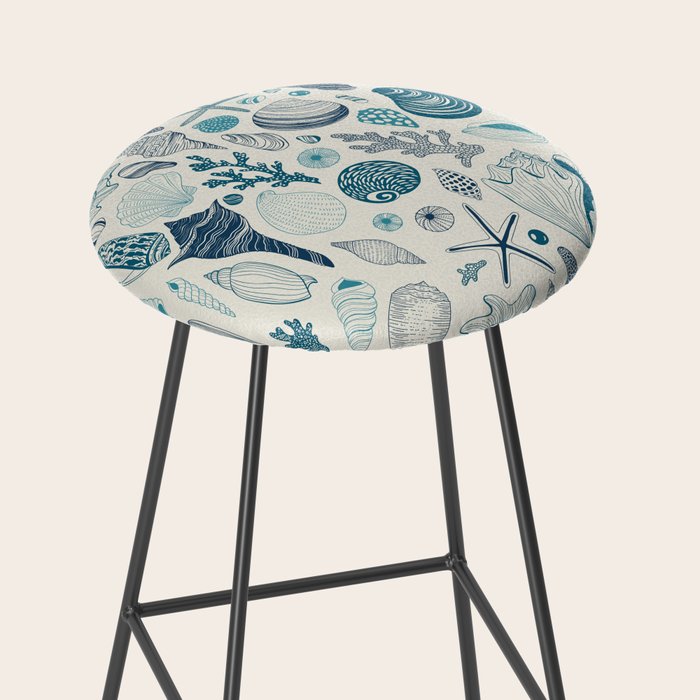 Sea shells on off white Stool Gallery Image 2