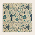 Sea shells on off white Wood Wall Art Gallery Image 1