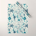 Sea shells on off white Wrapping Paper Gallery Image 1
