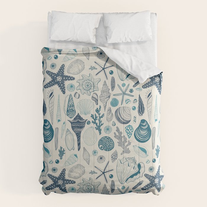 Sea shells on off white Comforter Gallery Image 6