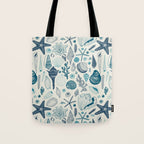 Sea shells on off white Tote Bag Gallery Image 1