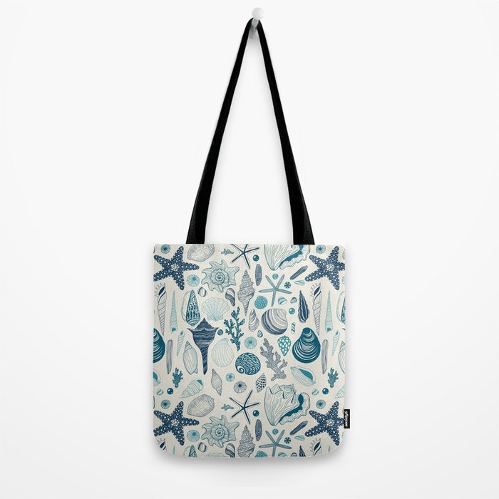 Sea shells on off white Tote Bag Gallery Image 2