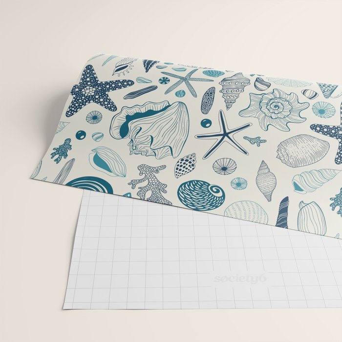 Sea shells on off white Wrapping Paper Gallery Image 2