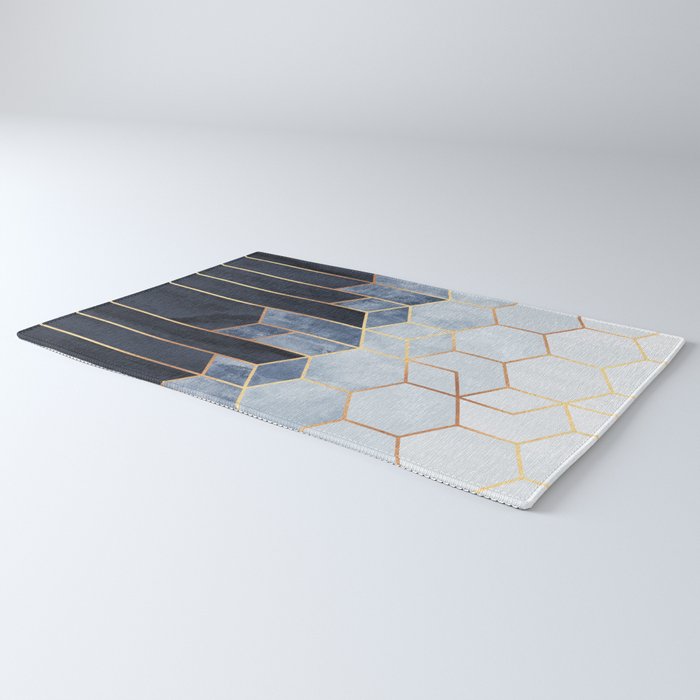 Soft Blue Hexagons Rug Gallery Image 3