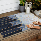 Soft Blue Hexagons Outdoor Rug Gallery Image 2