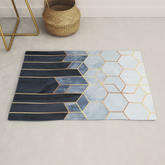 Soft Blue Hexagons Rug Gallery Image 1