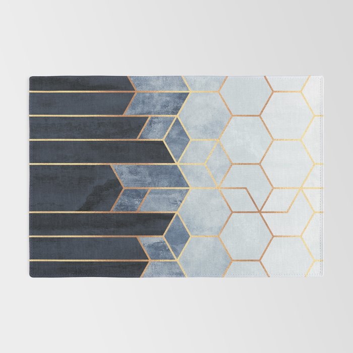Soft Blue Hexagons Rug Gallery Image 2