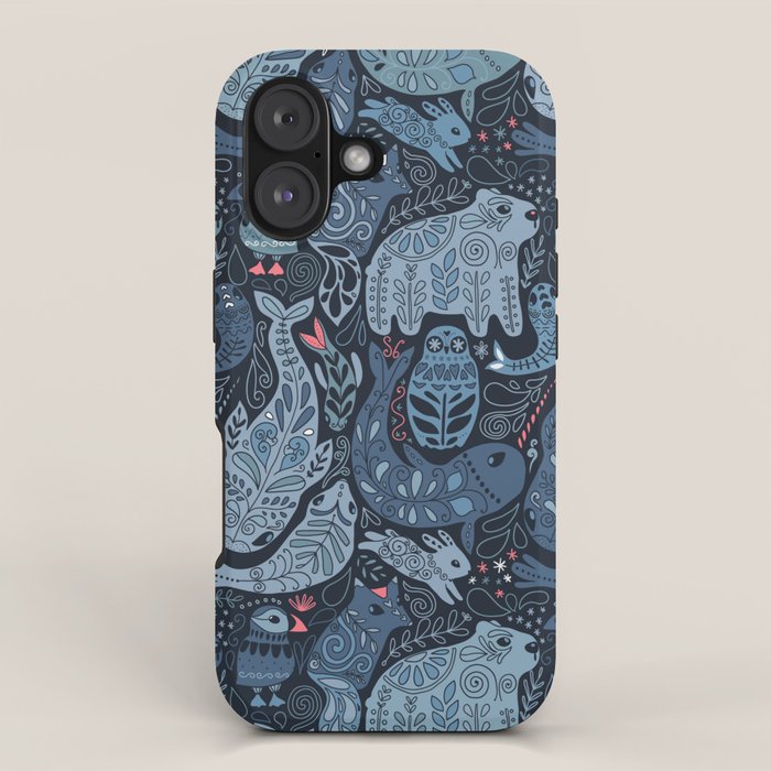 Arctic animals Polar bear, narwhal, seal, fox, puffin, whale  iPhone Case Gallery Image 1