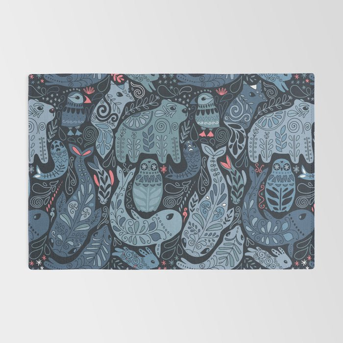 Arctic animals Polar bear, narwhal, seal, fox, puffin, whale  Rug Gallery Image 2