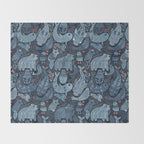 Arctic animals Polar bear, narwhal, seal, fox, puffin, whale  Throw Blanket Gallery Image 2