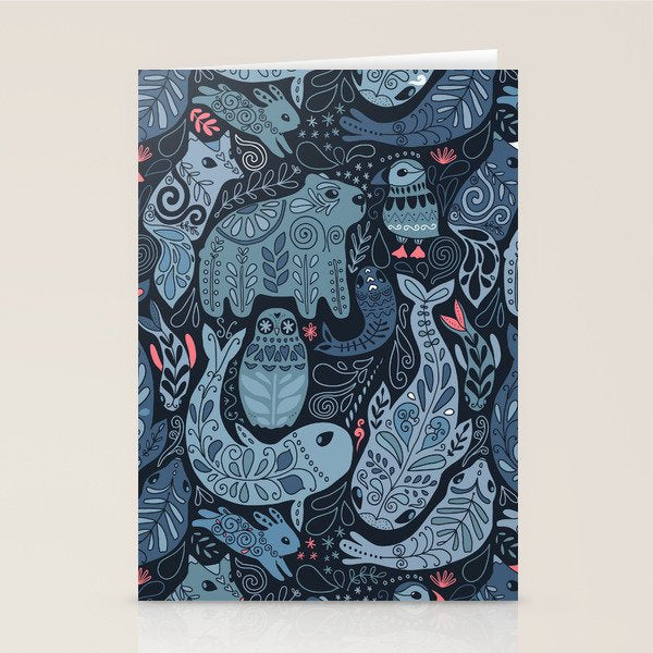 Arctic animals Polar bear, narwhal, seal, fox, puffin, whale  Stationery Card Gallery Image 2
