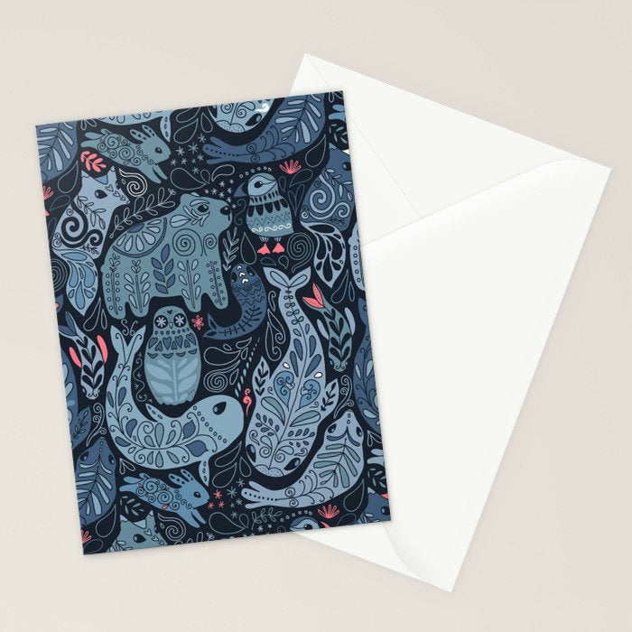 Arctic animals Polar bear, narwhal, seal, fox, puffin, whale  Stationery Card Gallery Image 2