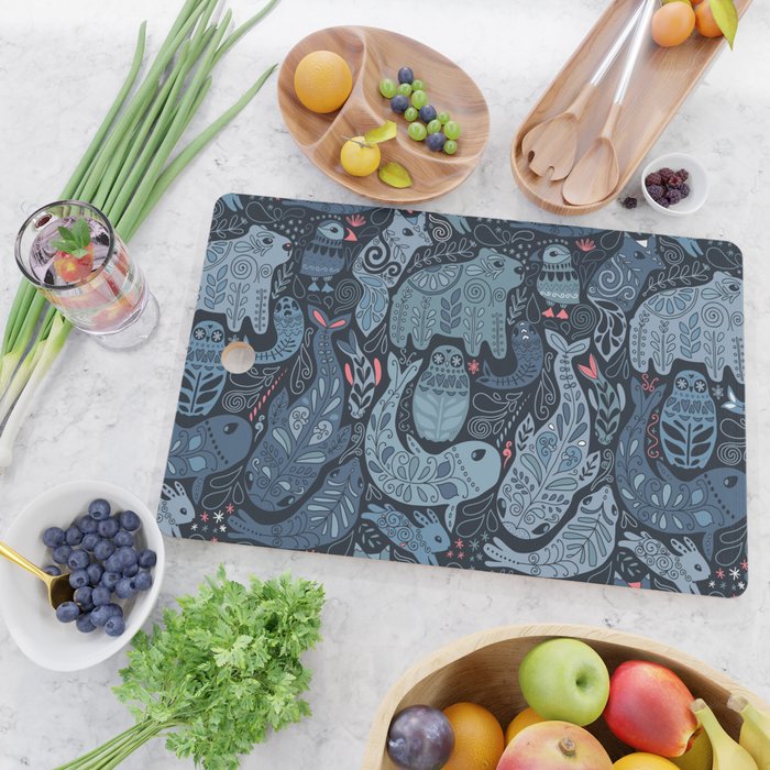 Arctic animals Polar bear, narwhal, seal, fox, puffin, whale  Cutting Board Gallery Image 2