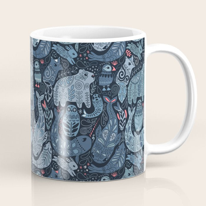 Arctic animals Polar bear, narwhal, seal, fox, puffin, whale  Coffee Mug Gallery Image 1