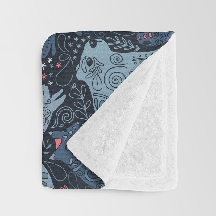 Arctic animals Polar bear, narwhal, seal, fox, puffin, whale  Throw Blanket Gallery Image 3