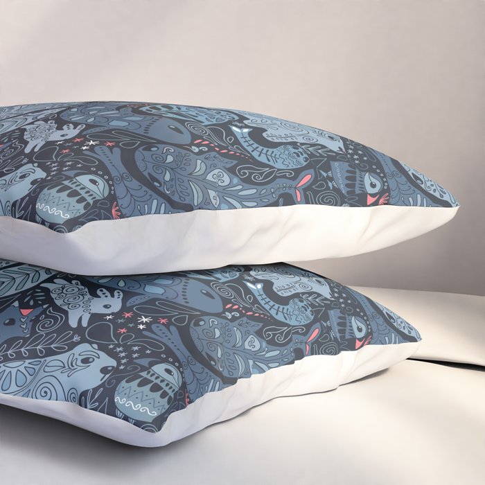 Arctic animals Polar bear, narwhal, seal, fox, puffin, whale  Pillow Sham Gallery Image 3