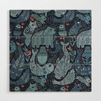 Arctic animals Polar bear, narwhal, seal, fox, puffin, whale  Wood Wall Art Gallery Image 1