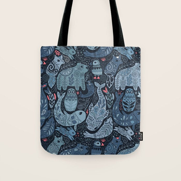 Arctic animals Polar bear, narwhal, seal, fox, puffin, whale  Tote Bag Gallery Image 1