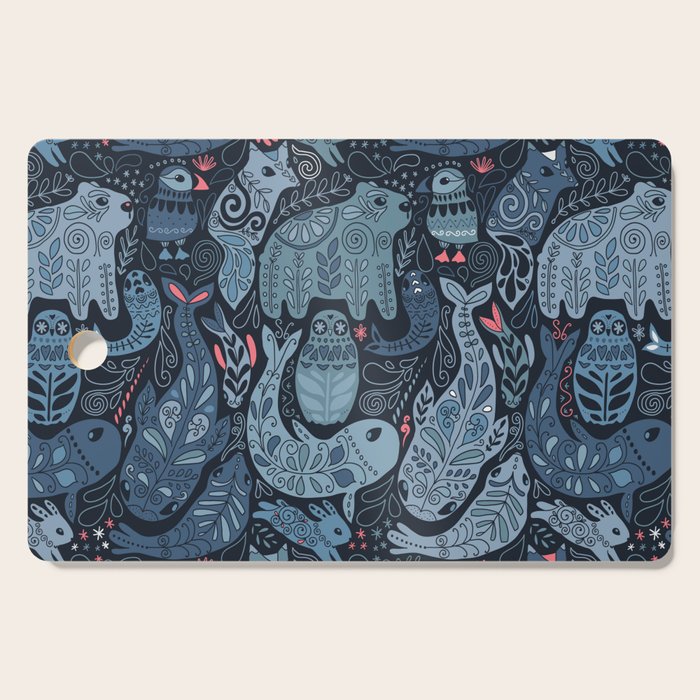 Arctic animals Polar bear, narwhal, seal, fox, puffin, whale  Cutting Board Gallery Image 1