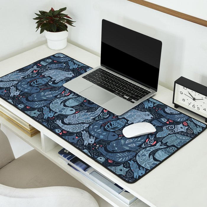Arctic animals Polar bear, narwhal, seal, fox, puffin, whale  Desk Mat Gallery Image 2