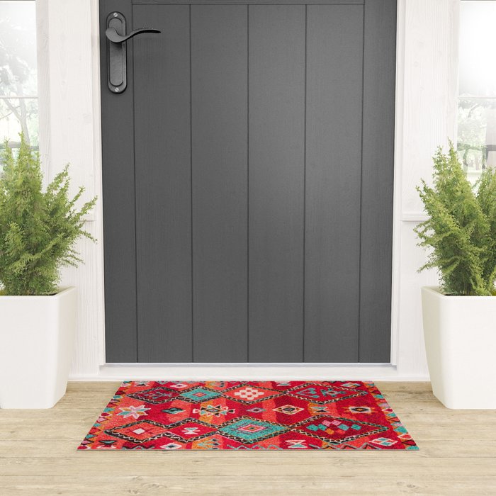 Epic Red Oriental Anthropologie Berber Atlas Moroccan Style Welcome Mat Gallery Image 3