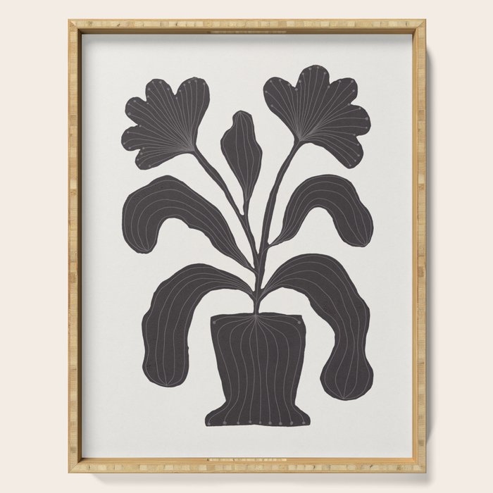 Linocut Flowers #2 Serving Tray Gallery Image 1