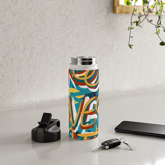 Street Loves Art Graffiti Urban Art Writing Blue and Yellow Water Bottle Gallery Image 4