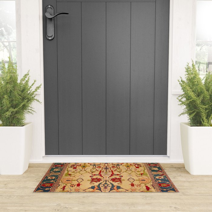 Heriz Antique Persian Rug Print Welcome Mat Gallery Image 3