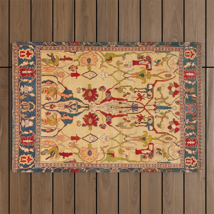 Heriz Antique Persian Rug Print Outdoor Rug Gallery Image 1