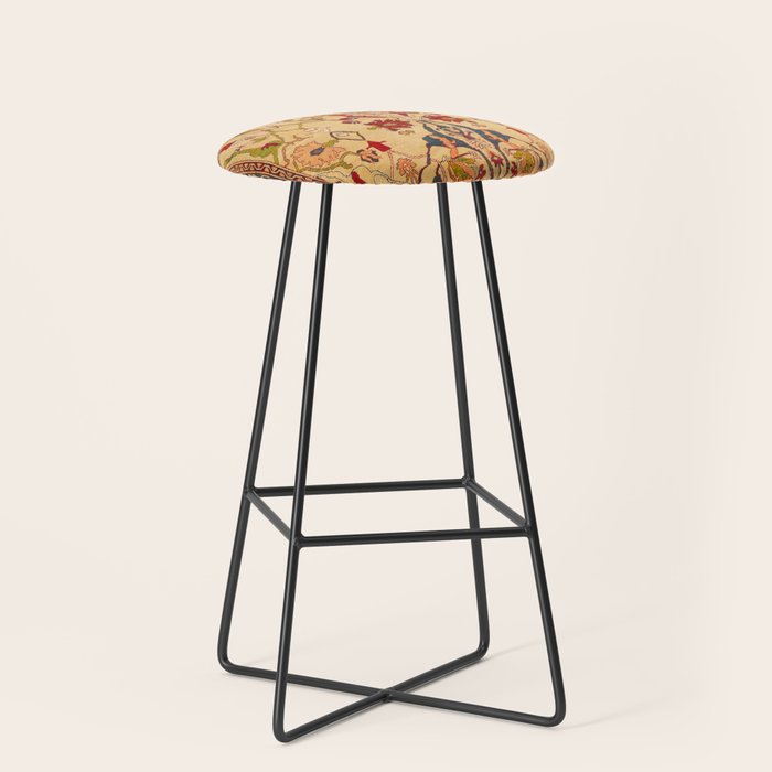 Heriz Antique Persian Rug Print Stool Gallery Image 1
