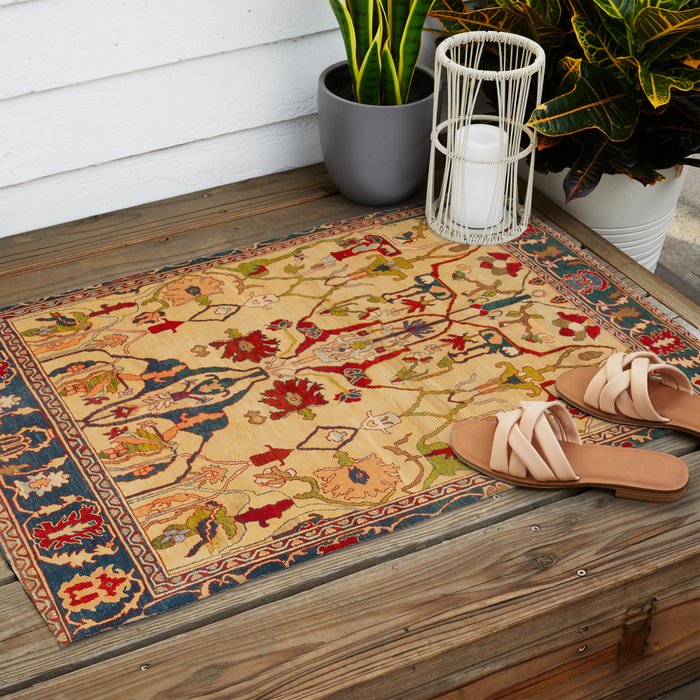 Heriz Antique Persian Rug Print Outdoor Rug Gallery Image 2